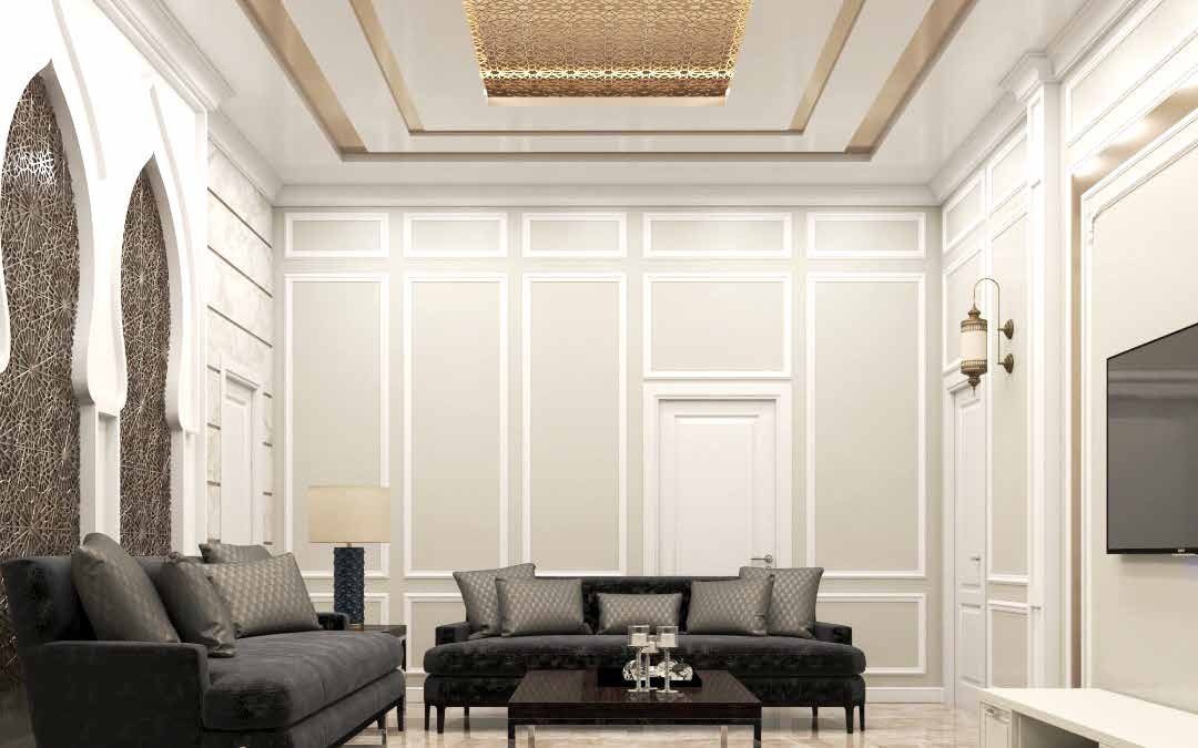 Decorative gypsum wall and ceiling work